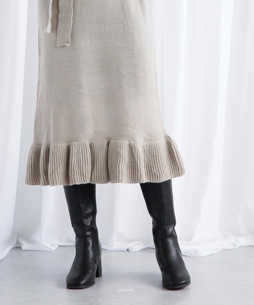 White Collection（ホワイトコレクション）の「2021AW フリル裾ボリューム袖ハイネックニットワンピース（ワンピース・レディース・ブラック/オフホワイト/モカ/アイボリー/ベージュ・FREE）」の8枚目の写真