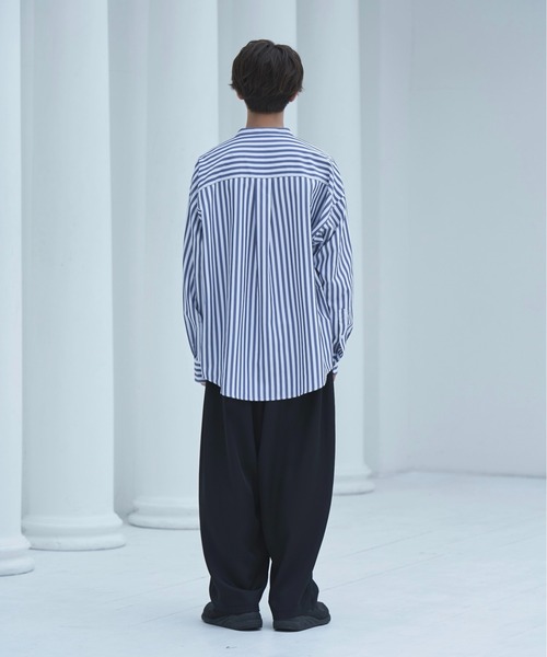 neez.(ニーズ)の「loose band collar stripe shirt-ルーズバンドカラーストライプシャツ(シャツ/ブラウス・メンズ・ブラック/ネイビー・SMALL/MEDIUM/LARGE)」の14枚目の写真