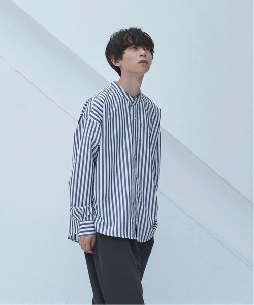 neez.(ニーズ)の「loose band collar stripe shirt-ルーズバンドカラーストライプシャツ(シャツ/ブラウス・メンズ・ブラック/ネイビー・SMALL/MEDIUM/LARGE)」の15枚目の写真