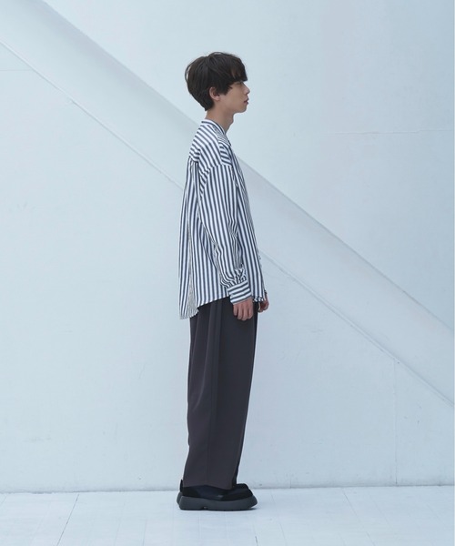 neez.(ニーズ)の「loose band collar stripe shirt-ルーズバンドカラーストライプシャツ(シャツ/ブラウス・メンズ・ブラック/ネイビー・SMALL/MEDIUM/LARGE)」の19枚目の写真