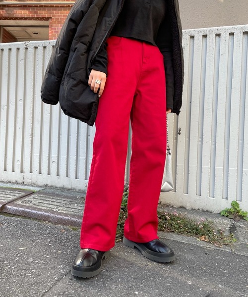 WHO'S WHO gallery（フーズフーギャラリー）の「PTNツイルストレートパンツ（その他パンツ・レディース・ブラック/ネイビー/レッド/ブルー/グリーン・FREE）」の5枚目の写真