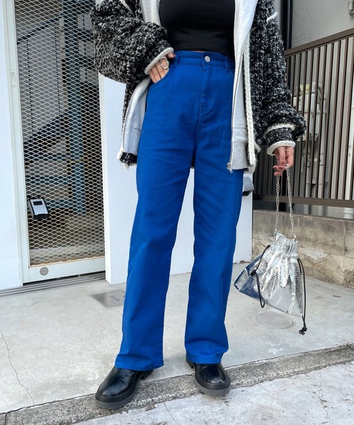 WHO'S WHO gallery（フーズフーギャラリー）の「PTNツイルストレートパンツ（その他パンツ・レディース・ブラック/ネイビー/レッド/ブルー/グリーン・FREE）」の4枚目の写真