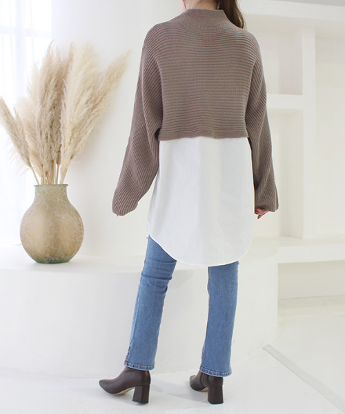 MODE ROBE(モードローブ)の「ハイネックニットドッキングシャツ(ニット/セーター・レディース・ブラック/アイボリー/モカ・FREE)」の12枚目の写真
