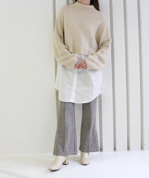 MODE ROBE(モードローブ)の「ハイネックニットドッキングシャツ(ニット/セーター・レディース・ブラック/アイボリー/モカ・FREE)」の9枚目の写真