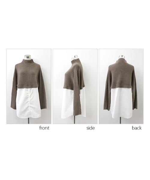 MODE ROBE(モードローブ)の「ハイネックニットドッキングシャツ(ニット/セーター・レディース・ブラック/アイボリー/モカ・FREE)」の10枚目の写真
