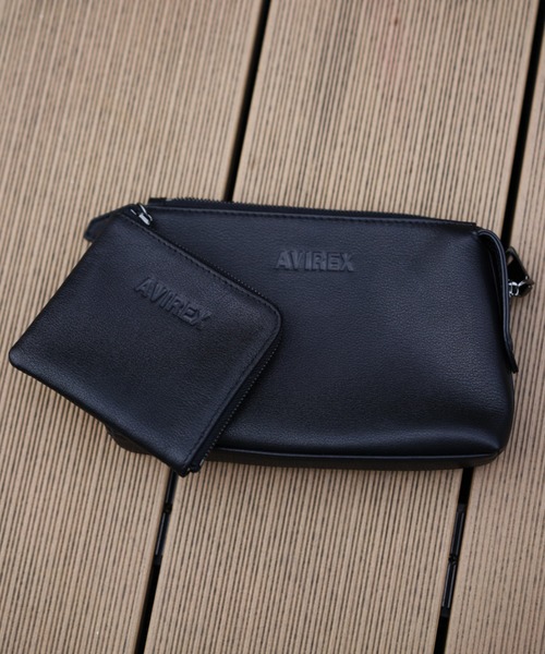 AVIREX(アヴィレックス)の「【直営店限定】COW LEATHER POUCH/ カウレザーポーチ(ポーチ・レディース・ブラック・FREE)」の2枚目の写真