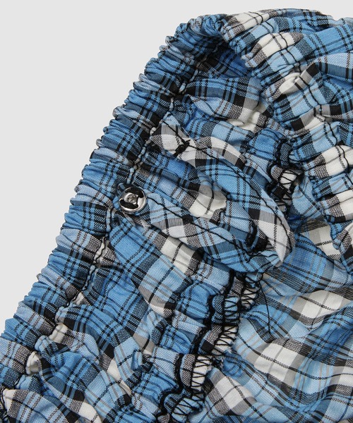 GANNI（ガニー）の「Seersucker Check Smock Midi Dress（ワンピース・レディース・ブルー系その他・38/36/34）」の3枚目の写真