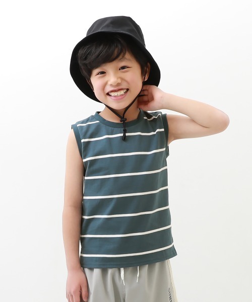 devirock(デビロック)の「先染めボーダーボックスタンクトップ(タンクトップ・キッズ・ブラック/ブルーグレー/ブルー系その他・110cm/100cm/120cm/130cm/140cm/150cm/160cm)」の3枚目の写真