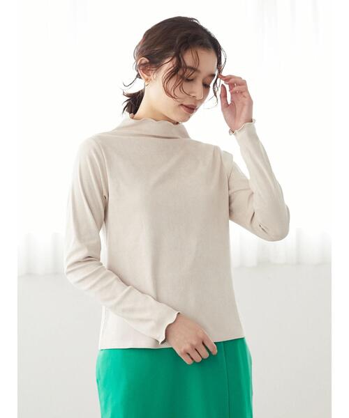 Sugar spoon（シュガースプーン）の「・SUGAR SPOON モールリブハイネック＊（Tシャツ/カットソー・レディース・ベージュ/グレー/グリーン/アイボリー・FREE）」の16枚目の写真