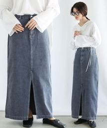 センタースリットロングデニムスカート