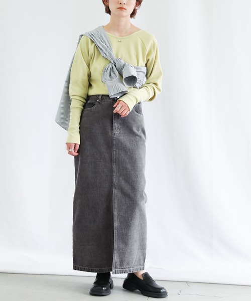 select MOCA(セレクトモカ)の「センタースリットロングデニムスカート(スカート・レディース・ライトブルー/グレー・SMALL/MEDIUM)」の13枚目の写真