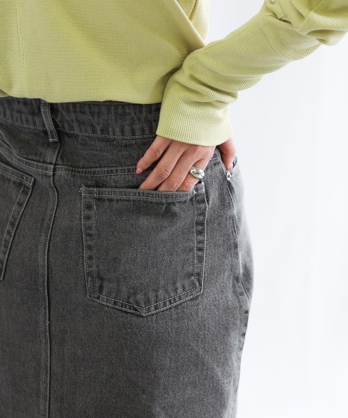 センタースリットロングデニムスカート（スカート）｜select MOCA