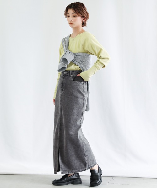 センタースリットロングデニムスカート（スカート）｜select MOCA