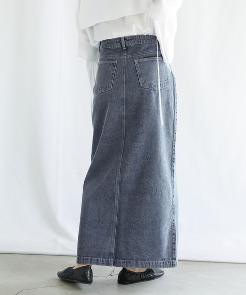 センタースリットロングデニムスカート（スカート）｜select MOCA