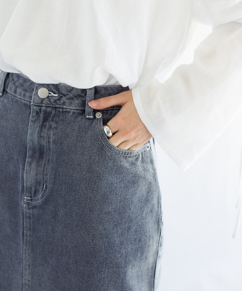 センタースリットロングデニムスカート（スカート）｜select MOCA