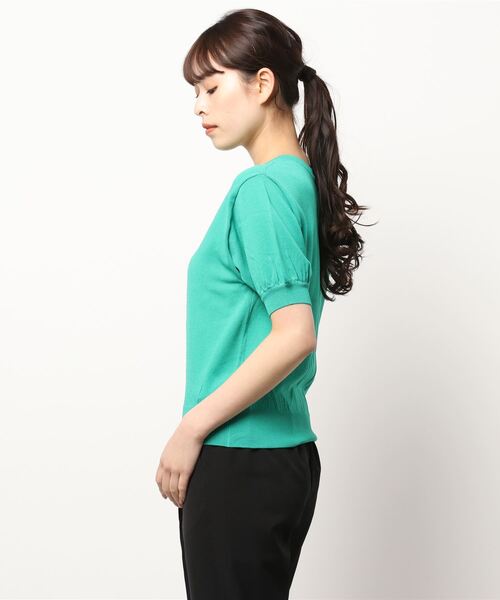 INTERPLANET(インタープラネット)の「天竺ハトメチェーンプルオーバー(ニット/セーター・レディース・ネイビー/グリーン/グレイッシュベージュ・FREE)」の4枚目の写真