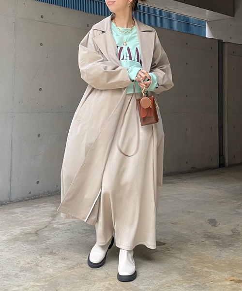 DouDou（ドゥドゥ）の「ステンカラーコート（ステンカラーコート・レディース・ブラック/ベージュ・FREE）」の17枚目の写真