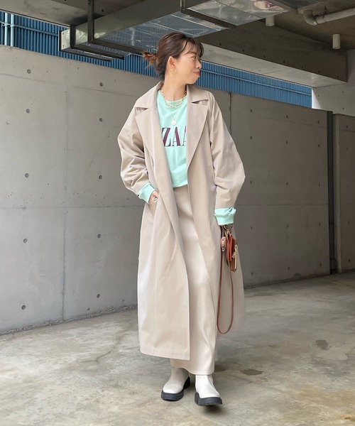 DouDou（ドゥドゥ）の「ステンカラーコート（ステンカラーコート・レディース・ブラック/ベージュ・FREE）」の10枚目の写真