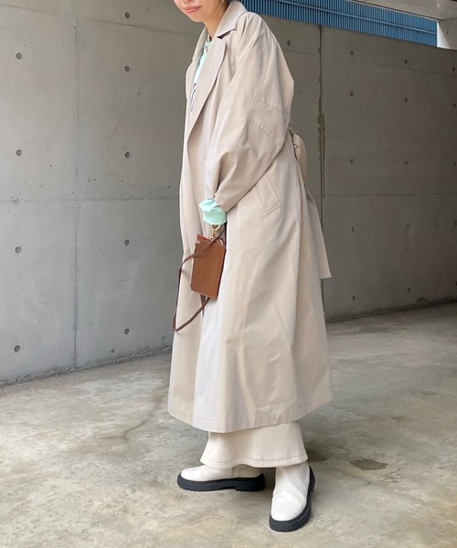 DouDou（ドゥドゥ）の「ステンカラーコート（ステンカラーコート・レディース・ブラック/ベージュ・FREE）」の15枚目の写真