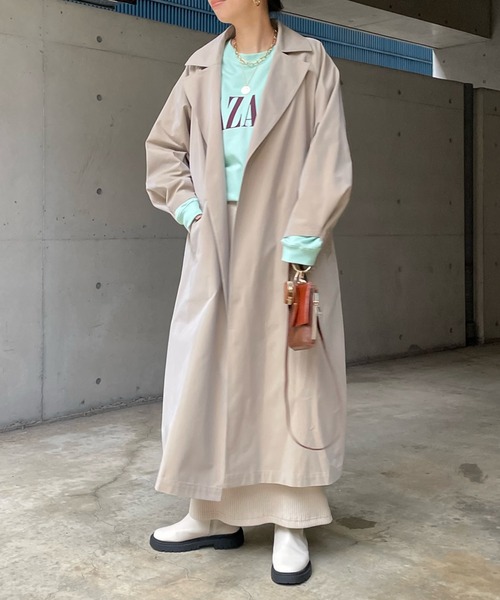 DouDou（ドゥドゥ）の「ステンカラーコート（ステンカラーコート・レディース・ブラック/ベージュ・FREE）」の8枚目の写真