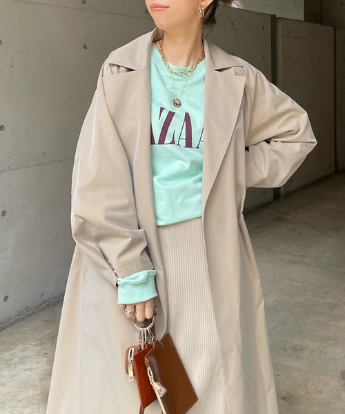 DouDou（ドゥドゥ）の「ステンカラーコート（ステンカラーコート・レディース・ブラック/ベージュ・FREE）」の6枚目の写真