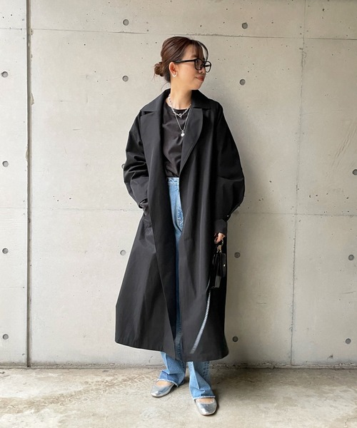 DouDou（ドゥドゥ）の「ステンカラーコート（ステンカラーコート・レディース・ブラック/ベージュ・FREE）」の9枚目の写真