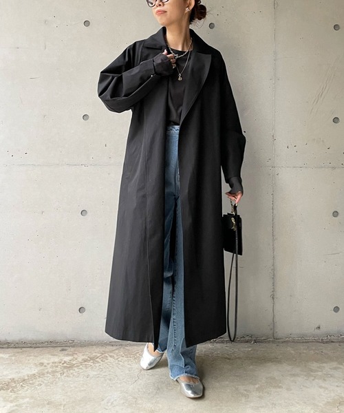 DouDou（ドゥドゥ）の「ステンカラーコート（ステンカラーコート・レディース・ブラック/ベージュ・FREE）」の14枚目の写真