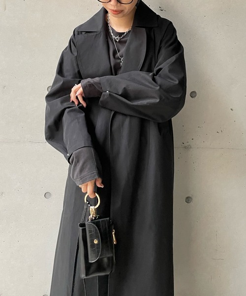 DouDou（ドゥドゥ）の「ステンカラーコート（ステンカラーコート・レディース・ブラック/ベージュ・FREE）」の22枚目の写真