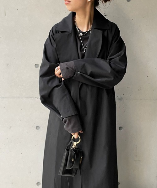 DouDou（ドゥドゥ）の「ステンカラーコート（ステンカラーコート・レディース・ブラック/ベージュ・FREE）」の19枚目の写真