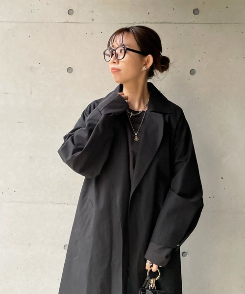 DouDou（ドゥドゥ）の「ステンカラーコート（ステンカラーコート・レディース・ブラック/ベージュ・FREE）」の12枚目の写真