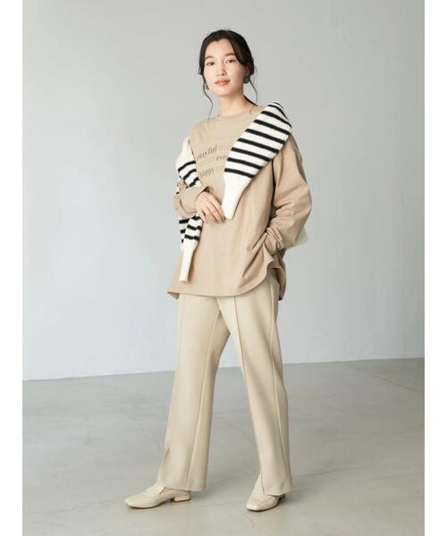 earth music&ecology（アースミュージックアンドエコロジー）の「ヨーク切り替ロゴロンＴ*（Tシャツ/カットソー・レディース・チャコールグレー/オフホワイト/グレイッシュベージュ・FREE）」の6枚目の写真