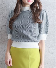 clear | 五分袖ヘリンボーンニットトップス≪2022SS新作≫(ニット/セーター)
