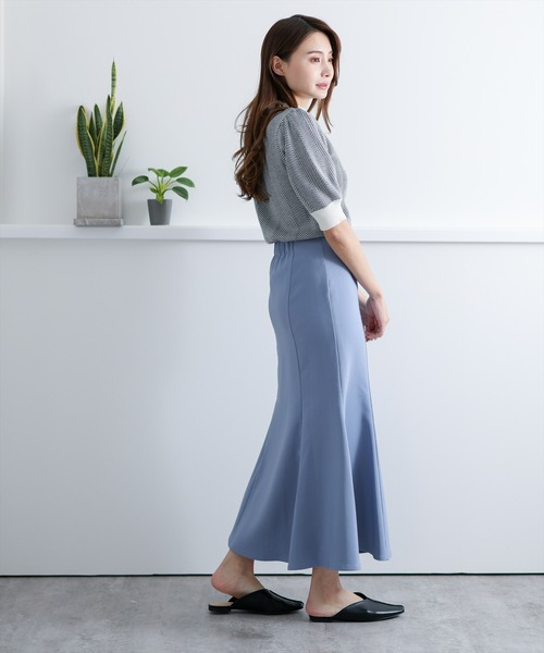 clear（クリア）の「五分袖ヘリンボーンニットトップス（ニット/セーター・レディース・ブラック/ネイビー/グリーン/マスタード・F）」の21枚目の写真