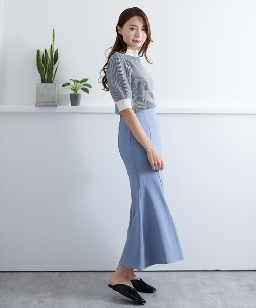 clear（クリア）の「五分袖ヘリンボーンニットトップス（ニット/セーター・レディース・ブラック/ネイビー/グリーン/マスタード・F）」の18枚目の写真