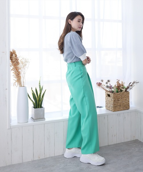 clear（クリア）の「五分袖ヘリンボーンニットトップス（ニット/セーター・レディース・ブラック/ネイビー/グリーン/マスタード・F）」の15枚目の写真