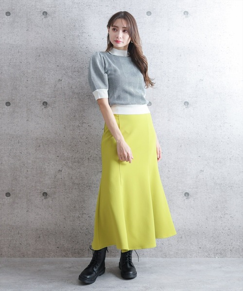 clear（クリア）の「五分袖ヘリンボーンニットトップス（ニット/セーター・レディース・ブラック/ネイビー/グリーン/マスタード・F）」の17枚目の写真