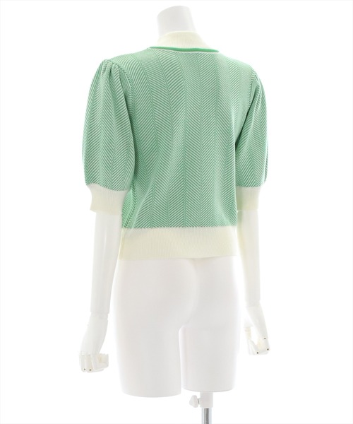 clear（クリア）の「五分袖ヘリンボーンニットトップス（ニット/セーター・レディース・ブラック/ネイビー/グリーン/マスタード・F）」の20枚目の写真