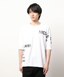 NICOLE CLUB FOR MEN | ロゴプリント　５分袖Ｔシャツ(Tシャツ/カットソー)