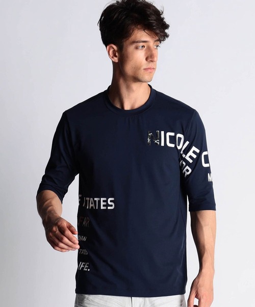 NICOLE CLUB FOR MEN（ニコルクラブフォーメン）の「ロゴプリント　５分袖Ｔシャツ（Tシャツ/カットソー・メンズ・ホワイト/ブラック/ネイビー/シルバーグレー/テラコッタ・MEDIUM/LARGE/X-LARGE）」の5枚目の写真