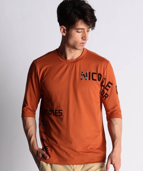 NICOLE CLUB FOR MEN（ニコルクラブフォーメン）の「ロゴプリント　５分袖Ｔシャツ（Tシャツ/カットソー・メンズ・ホワイト/ブラック/ネイビー/シルバーグレー/テラコッタ・MEDIUM/LARGE/X-LARGE）」の4枚目の写真