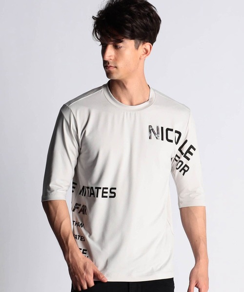 NICOLE CLUB FOR MEN（ニコルクラブフォーメン）の「ロゴプリント　５分袖Ｔシャツ（Tシャツ/カットソー・メンズ・ホワイト/ブラック/ネイビー/シルバーグレー/テラコッタ・MEDIUM/LARGE/X-LARGE）」の3枚目の写真