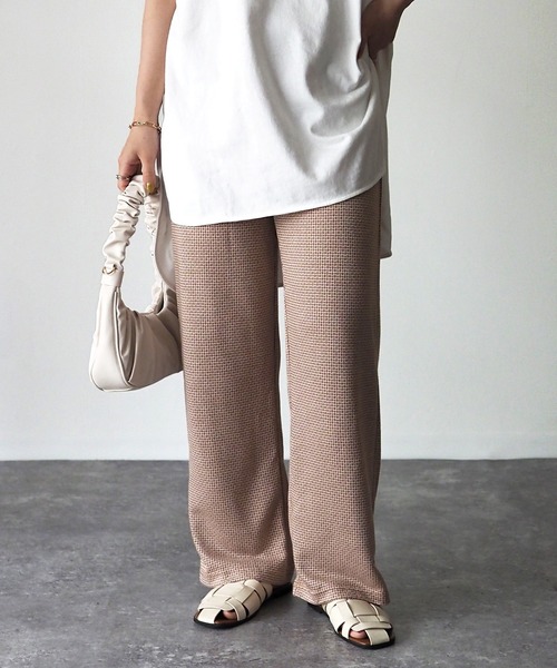 Riberry（リベリー）の「幾何学柄カットジャガードパンツ（スウェットパンツ・レディース・ブラック/グリーン/オレンジ・MEDIUM）」の11枚目の写真