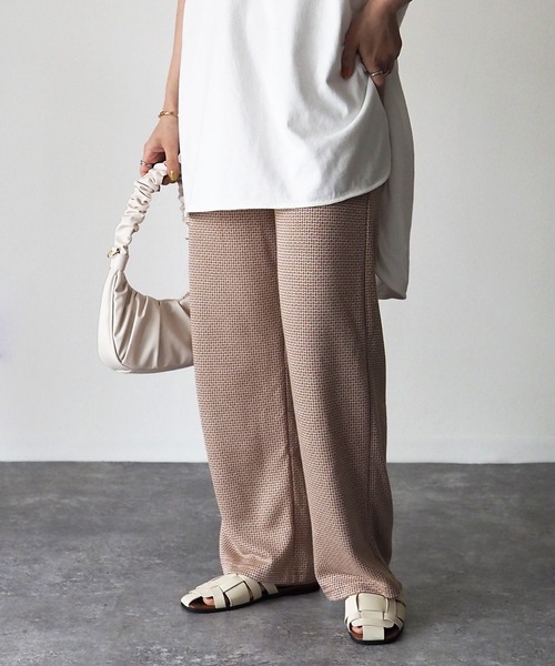 Riberry（リベリー）の「幾何学柄カットジャガードパンツ（スウェットパンツ・レディース・ブラック/グリーン/オレンジ・MEDIUM）」の12枚目の写真