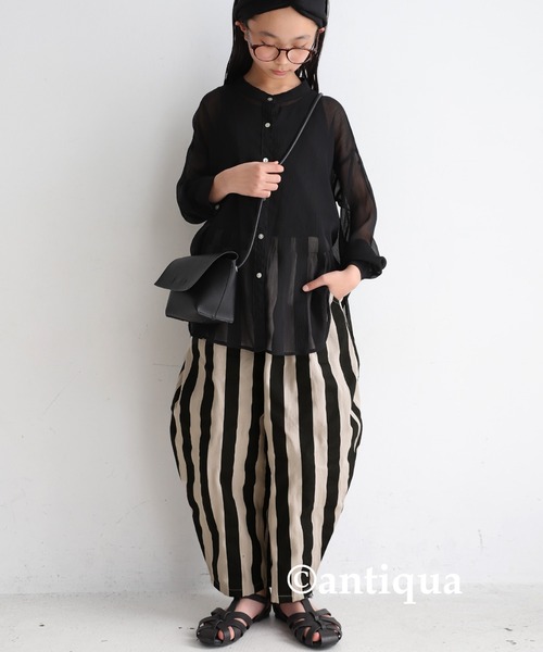 antiqua（アンティカ）の「綿100%太ストライプバルーンパンツ（その他