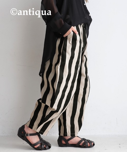 antiqua（アンティカ）の「綿100%太ストライプバルーンパンツ（その他