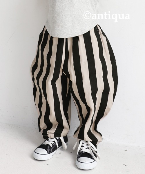antiqua（アンティカ）の「綿100%太ストライプバルーンパンツ（その他