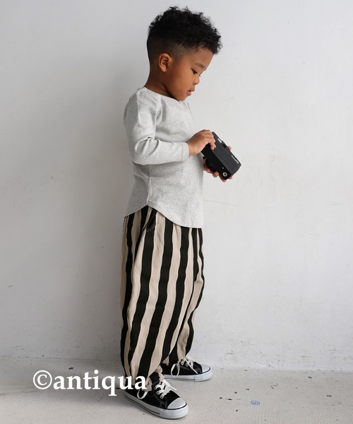antiqua(アンティカ)の「綿100%太ストライプバルーンパンツ(その他パンツ・キッズ・ブラック・6/5/4/3)」の13枚目の写真