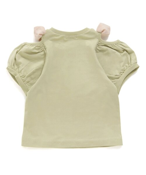 Seraph(セラフ)の「カットショルダーリボンTシャツ(Tシャツ/カットソー・キッズ・ピンク/アイボリー/グリーン・90/95/130/110/80/120/140/100)」の4枚目の写真