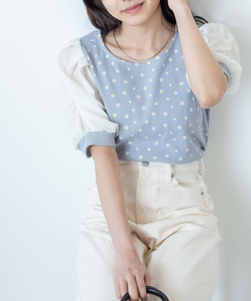 WEGO（ウィゴー）の「WEGO/袖ボリュームプルオーバー（Tシャツ/カットソー・レディース・ホワイト/ブラック/ブルー系その他・FREE）」の3枚目の写真