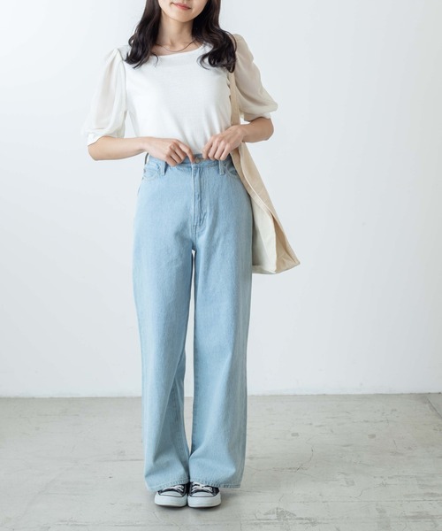 WEGO（ウィゴー）の「WEGO/袖ボリュームプルオーバー（Tシャツ/カットソー・レディース・ホワイト/ブラック/ブルー系その他・FREE）」の5枚目の写真